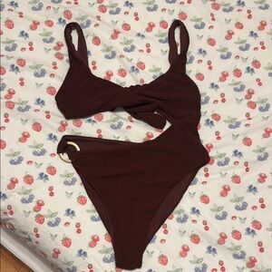 Monday Swimwear Brown Crinkle St. Barth’s One Piece